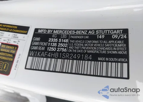 2025 Mercedes-Benz C 300 из США, поврежденный, VIN W1KAF4HB1SR249184
